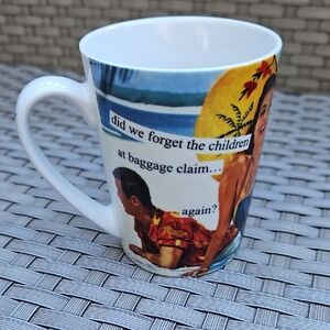 NWOT ANNE TAINTOR Porcelain Coffee Tea Funny Retro Vintage Beach Scene Mug Cup